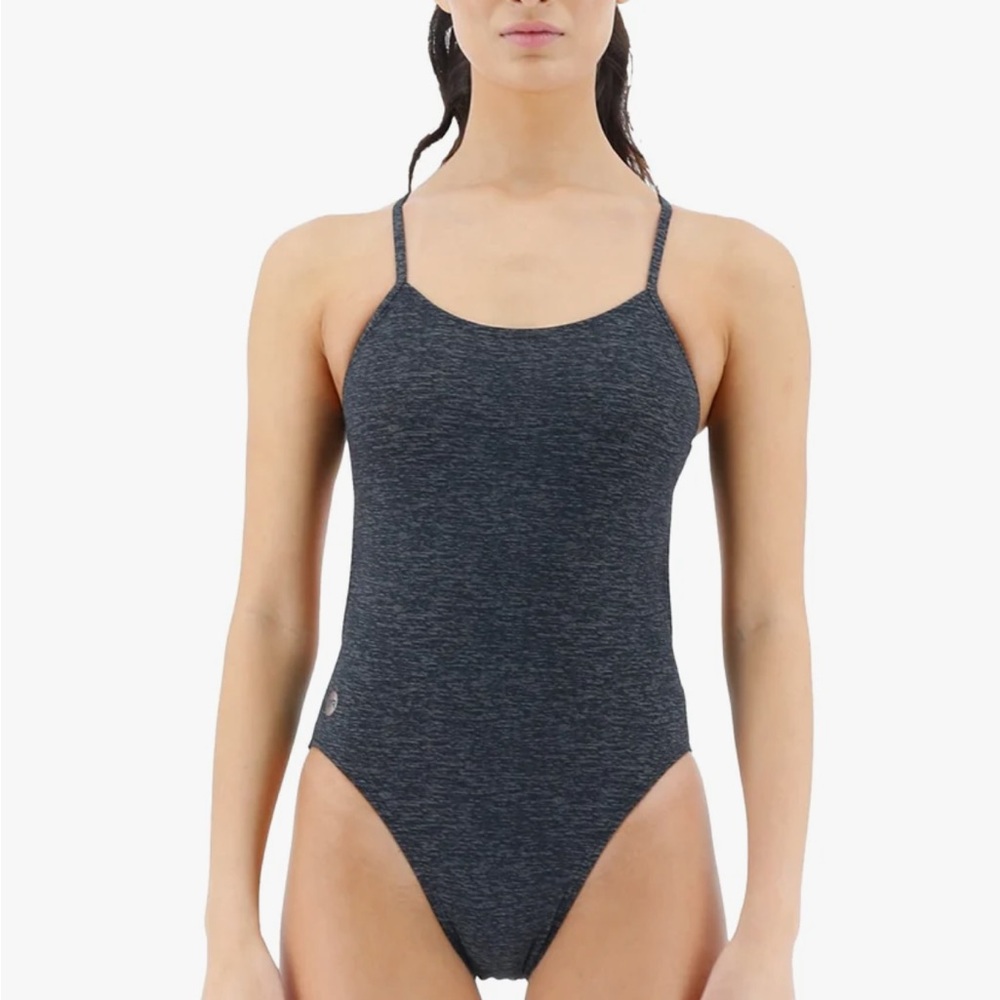TYR Gray Athletic One-Piece Swimsuit